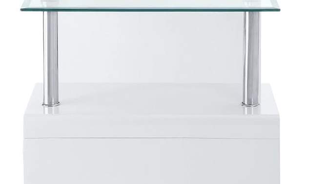 24&#34; Nevaeh High Gloss Finish Accent Table Clear Glass/White - Acme Furniture, 2 of 8, play video