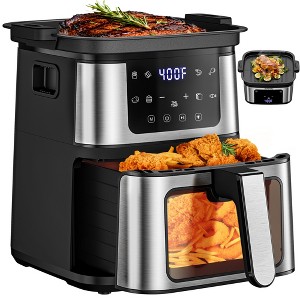 Air Fryer Oven, 2-in-1 7.5Qt Air Fryer,Grill Plate+ Air Fryer & 8 Preset Cookings, Digital LED Touch Screen, 95% Less Oil, Nonstick Basket, 100 Liners - 1 of 4