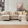 Coucheta 112" Modular Sectional Sofa - Convertible L/U-Shaped 3-Seater with Ottoman(s) & Pillows, Deep Chenille Seat for Living Room, Beige/Coffee - 3 of 4