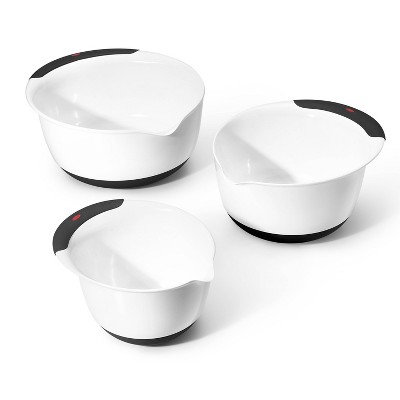 OXO 3-Piece White and Black Plastic Mixing Bowl Set