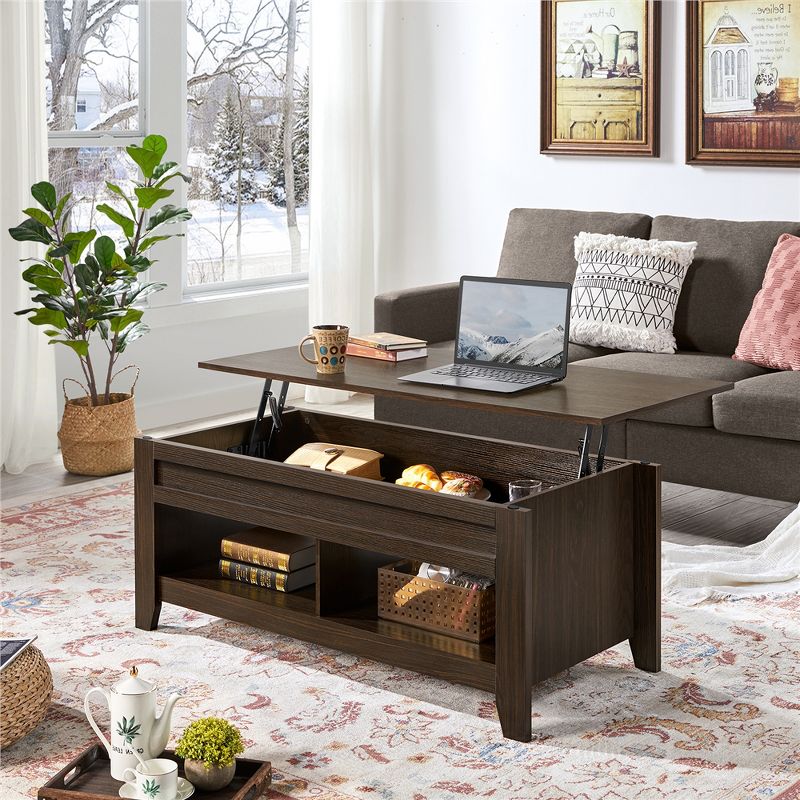 Yaheetech Lift Top Coffee Table With Hidden Compartment & 2 Open Shelves, For Living Room Reception Room Office, 3 of 12
