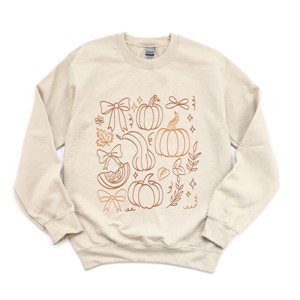 Simply Sage Market Coquette Pumpkin And Leaves Outline Sweatshirt - 1 of 4