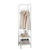 Metal corner hangers, independent hangers with 2-layer storage shelves, floor hangers for corridors, entrances, bedrooms, living rooms, and offices - 3 of 4