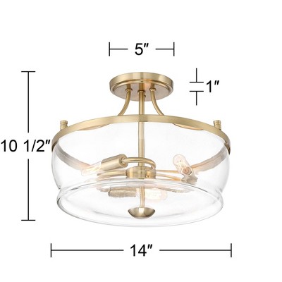 Warm Brass and Clear Glass Drum Ceiling Light