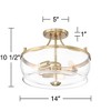 Possini Euro Design Alia Modern Ceiling Light Semi Flush Mount Fixture 14" Wide Warm Brass 3-Light Clear Glass Shade for Bedroom Living Room Hallway - 4 of 4