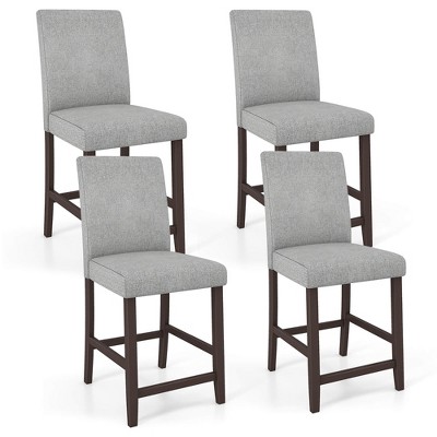 Tangkula Set of 4 Bar Stools 24" Counter Height Pub Kitchen Chairs w/ Rubber Wood Legs