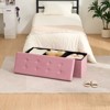 LUSIMO 43" Velvet Storage Ottoman Toy Chest Footstool For Bedroom Living Room - 3 of 4