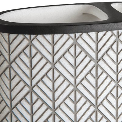 Shelby Charcoal and White Resin Geometric Toothbrush Holder