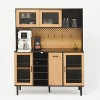 Kumasinova 59"Kitchen Hutch with Storage&Power Outlet,Farmhouse Pantry Cabinet with Pegboard,Coffee Bar Cabinet with Bottle Rack,Black - 2 of 4