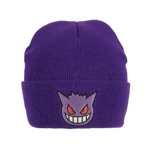 Pokemon Gengar Face Embroidery Acrylic Knit Standard Cuff Beanie - 1 of 4