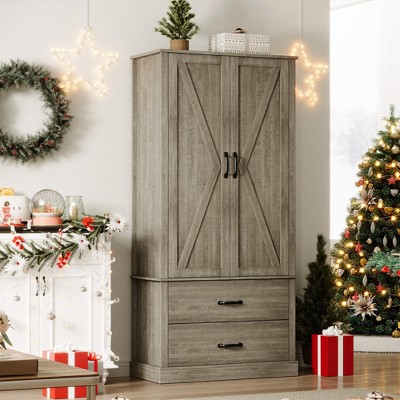 Whizmax Modern Kitchen Pantry Cabinet,Tall Wood Kitchen Storage Cabinets with Adjustable Shelves & 2 Doors & Drawers for Dining Room,Living Room