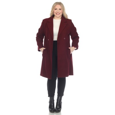 Plus Size Classic Walker Coat Burgundy 2x white Mark Target