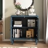 Vintage Display Storage Sideboard with 2 Hollow-Carved Doors, Elegant Accent Cabinet for Living Room, Entryway, or Small Spaces-Panipeachy - 2 of 4