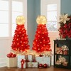 NicBex 4ft Prelit Artificial Christmas Trees Set of 2 with 200 Branch Tips and 300 LED Lights for Indoor Decor, Red - 3 of 4
