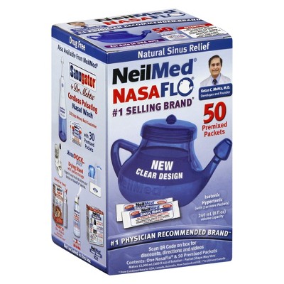 NeilMed NasaFlo Neti Pot Sinus Relief With Premixed Packets - 50ct : Target