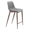 Zuo Modern Magnus Counter Stool,39.8" H Slate Gray and Walnut Faux Leather Curved Seat Modern Bar Seating ,Set of 2 - 3 of 4