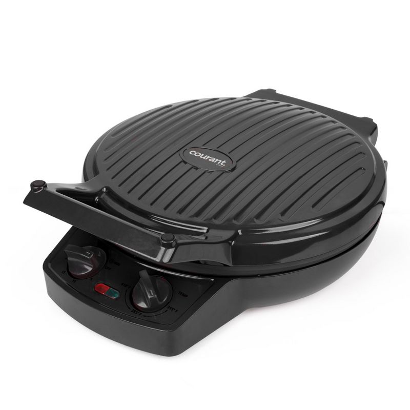 Courant 12 Inch Electric Griddle and Pizza Maker w/ Dial, Opens 180°, 4 of 7