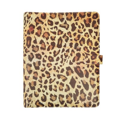 Paper Junkie Leopard Decorative PU Leather 3 Ring Binder Portfolio with 1 inch Business Portfolio, 13 x 10.5 x 1.8 in
