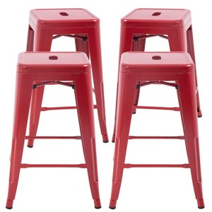 FDW Metal Bar Stools Set of 4 Counter Height Barstool Stackable Barstools  Indoor Outdoor Patio Bar Stool Home Kitchen Dining Stool - 1 of 4