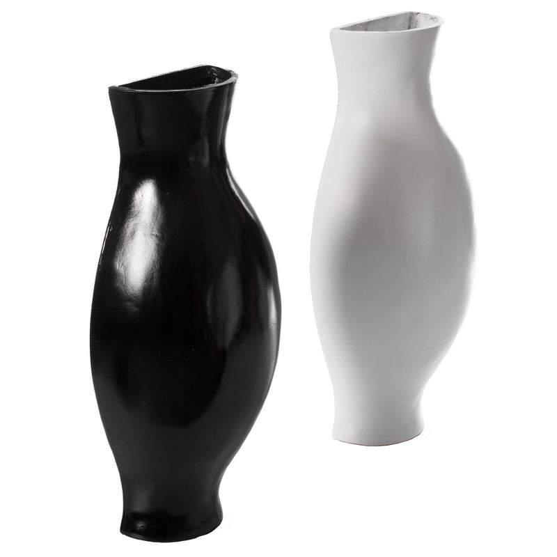 Uniquewise Tall Narrow Vase, Sleek Split Vase, Modern Floor Vase, Decorative Gift, Vase for Interior Design, 24.5 Inch Vase, Set of Black and white, 3 of 6