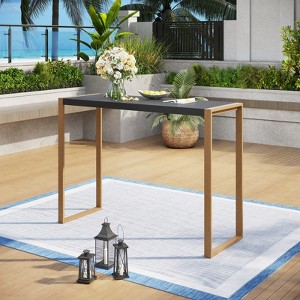 Captiva Designs 1pc Patio Outdoor Dining Rectangle Steel Bar Table - 1 of 4