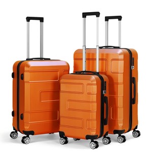 Oumilen TSA Lock 3 Piece Luggage Sets Hardside Spinner in Orange - 1 of 1