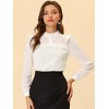 INSPIRE CHIC Women's Swiss Dots Long Sleeve Ruffled Work Office Chiffon Blouse - 2 of 4