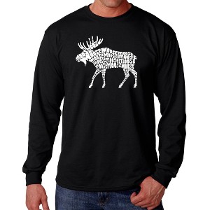 LA Pop Art Men's Word Art Long Sleeve T-shirt - Moose - 1 of 4