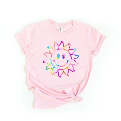 Simply Sage Market Women's Tie Dye Sun Short Sleeve Graphic Tee - S - Pink