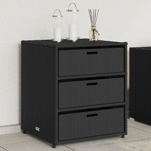 vidaXL Patio Storage Cabinet Black 21.7"x23.2"x27.2" Poly Rattan - 1 of 4