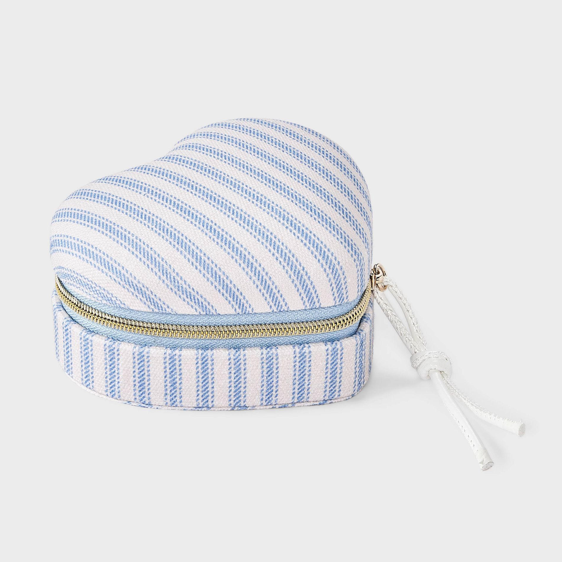 Striped Molded Heart Travel Jewelry Case - A New Day™ Blue