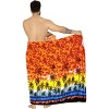 LA LEELA Men's Sarong Bath Hawaiian Pareo Wrap One Size Orange - 4 of 4