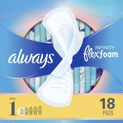 Always Infinity Regular Absorbency Pads with Wings - Unscented - Size 1 - 18ct