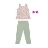 Little Lass Toddler Girls 2 Piece Culottes Set with Accessory, Desert Sage - 3 of 4