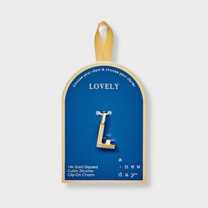 14K Gold Dipped Cubic Zirconia Ribbed Letter Charm - A New Day™ Gold - 1 of 2