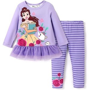 PATPAT Disney Princess Frozen Toddler Girls Clothes: Ruffle Sleeve Sweatshirts and Leggings Summer Coordinate Outfit - 1 of 4