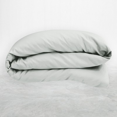 Light Grey Queen Cotton Sateen Duvet Cover Set with Button Closure