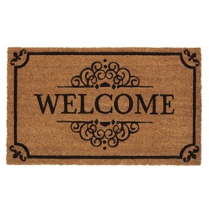 Kate Aurora Tan Colored Oxford Coir Bristled Outdoor All Season Welcome Mat - 18"x30" - 1 of 3