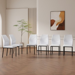 Kumasinova 19"H High Resilience Dining Chairs Set of 4/6,Modern Minimalist PU Leather Kitchen Side Chairs with Metal Legs for Dining Room - 1 of 4