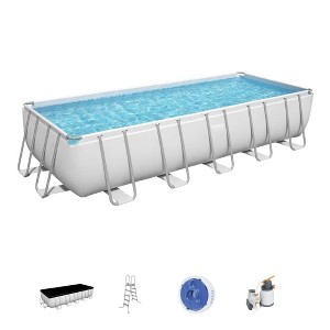 Bestway Power Steel Rectangular Above Ground Swimming Pool Set - 1 of 4