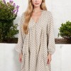 Anna-Kaci Women's Long Sleeve V-Neck Boho Print Dress with Gathered Waist and Relaxed Fit - image 4 of 4