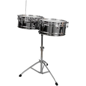 Toca Elite Series Steel Timbales 14" and 15" Chrome Drums with Stand 14 in./15 in. Chrome - 1 of 1