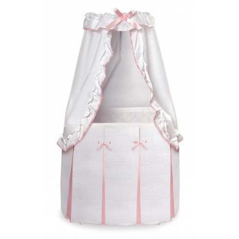 Badger Basket Majesty Baby Bassinet With Canopy - White/pink Bedding ...