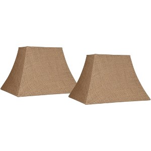 Springcrest Set of 2 Rectangular Lamp Shades Natural Medium 8" Wide x 5" Deep at Top 14" Wide x 11" Deep at Bottom 10" Slant Spider Harp Finial - 1 of 4