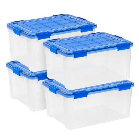 60 qt. Plastic Storage Bin with Lid in Clear (3-pack)