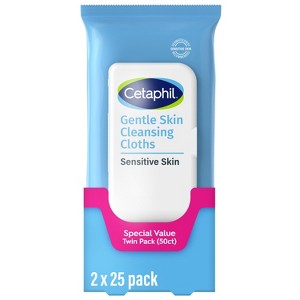 Cetaphil Gentle Skin Cleansing Face Wipes Cloths - Unscented - 2pk/50ct - 1 of 4