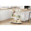 Rotating Kitchen Cart - Golden Cart, Wine Glass Bar Cart, Wine Rack Cart with Wheel, Glass Holder, 3 Tier Dining Room Gold Wine Bar Cart - 3 of 4
