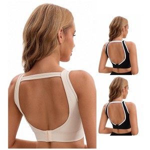 INSPIRE CHIC Women's 3 Pcs Open Back Workout Tank with Built-in Bras Contrast Color Crop Sports Vest - 1 of 4