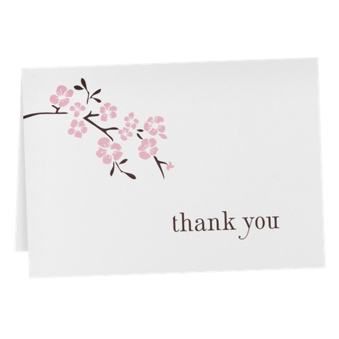 Pink Cherry Blossoms Folded Thank You Cards $20.00