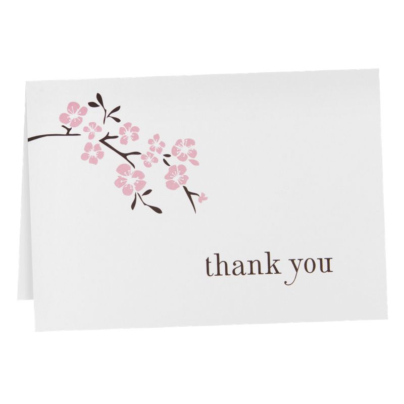 50ct Cherry Blossom Thank You Cards, 1 of 2